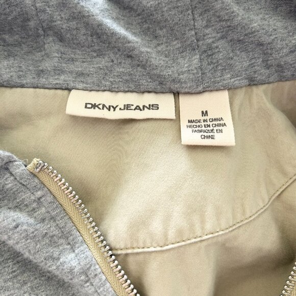 DKNY JEANS Cotton Khaki Zip Up Button Up Hooded Utility Jacket Women’s Medium - Picture 5 of 6